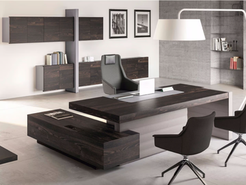 JERA - L-shaped executive desk with shelves by Las Mobili - view 2